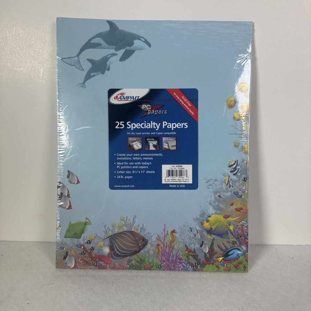Ampad‎ PC Paper 25 Specialty Papers Ocean Scene Whale Fish Pack of 25